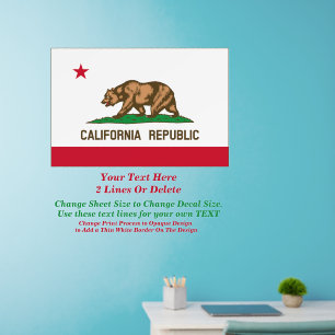 Add Text Name, California Californian Bear Flag Wall Decal