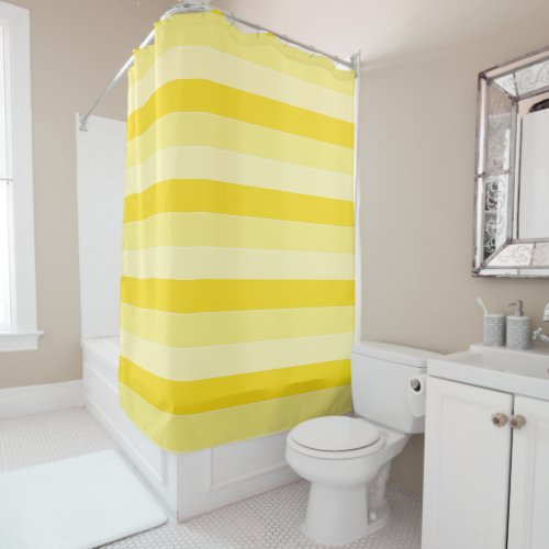 Add Text Name Cute Template Yellow Stripes Custom Shower Curtain