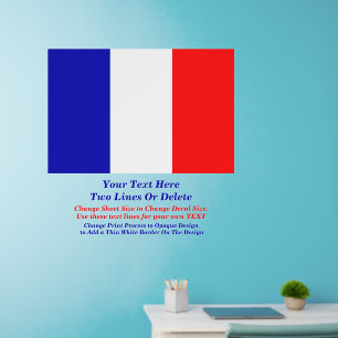 Add Text Name, France French Tricolor Flag Wall Decal