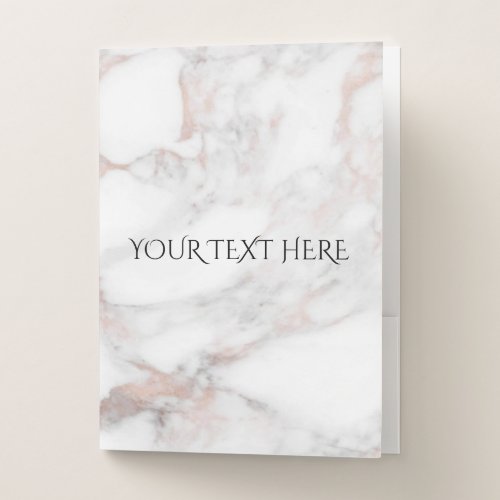 Add Text Name Logo Elegant Rose Gold White Marble Pocket Folder