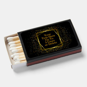 Add Text Name Message Gold on Black Matchboxes