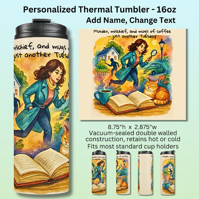 Add Text Name, Murder Mischief Coffee Thermal Tumbler (Creator Uploaded)