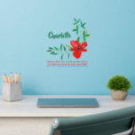 Add Text Name, Red Painted Flower Green Leaves     Wall Decal<br><div class="desc">Hand Painted Red Flower - Add your Own Text - or Easily Delete the Text - Change the size of these decals by changing the size of the Decal Sheet - 4 sizes - from 12" x 12" to 36" x 36" - - These ones are printed on a transparent...</div>