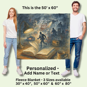 Add Text Name, Spy Mystery Action Book Novel Fleece Blanket