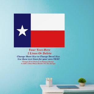 Add Text Name, Texas Texan Lone Star Wall Decal