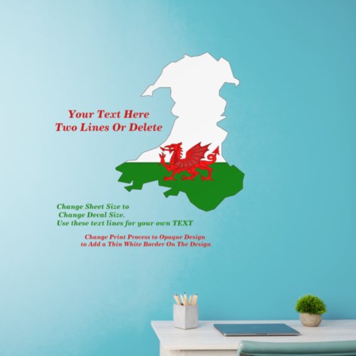 Add Text Name Wales Shape Welsh Red Dragon Flag W Wall Decal