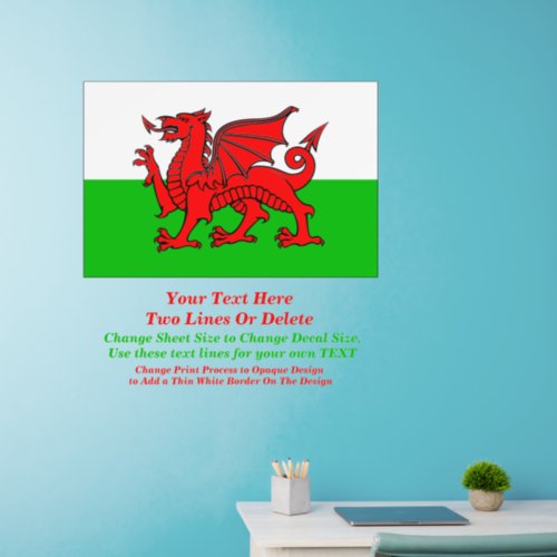 Add Text Name Wales Welsh Red Dragon Wall Decal