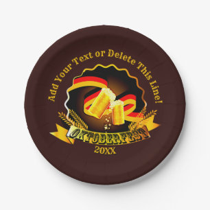Add Text Name Year Oktoberfest Party 20xx 7" Paper Plates