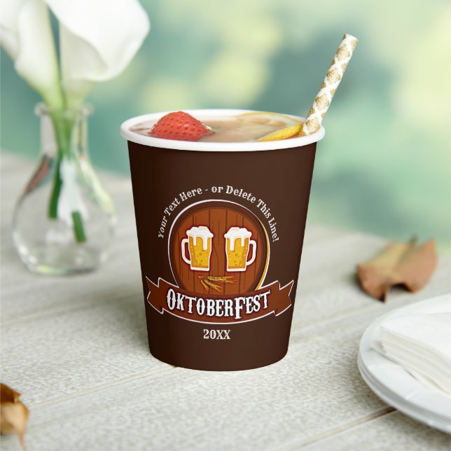 Add Text Name Year Oktoberfest Party 20xx 8oz Paper Cups (Insitu)