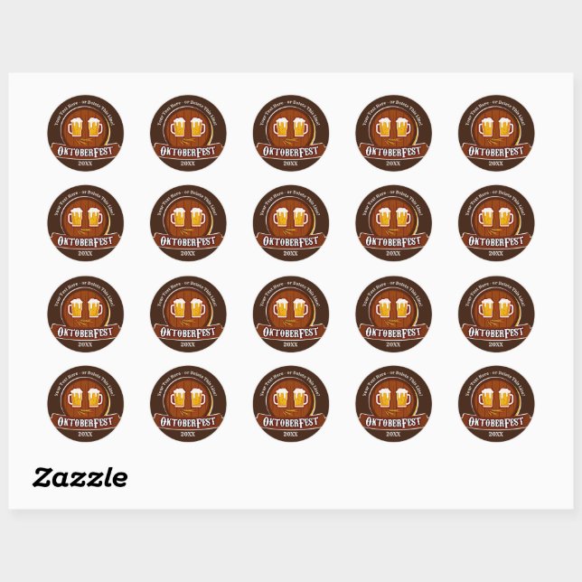 Add Text Name Year Oktoberfest Party 20xx  Classic Round Sticker (Sheet)