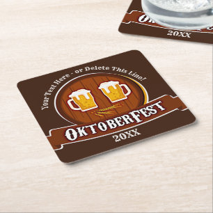 Add Text Name Year Oktoberfest Party 20xx Square Paper Coaster