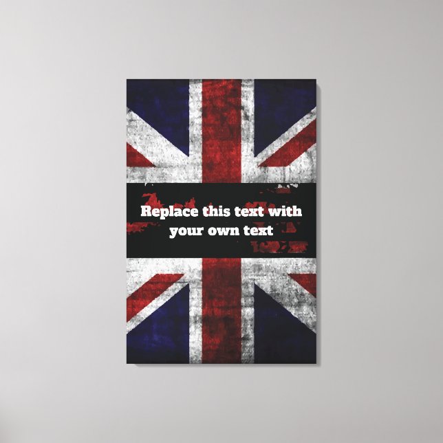 Add text on English flag Throw Pillow Canvas Print (Front)