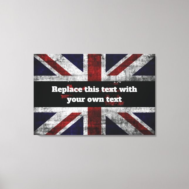 Add text on English flag Throw Pillow Canvas Print (Front)