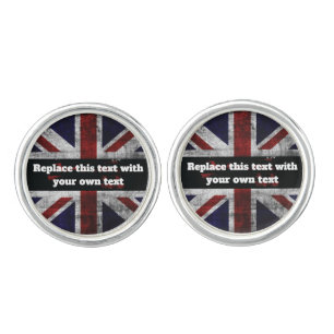 Add text on English flag Throw Pillow Cufflinks