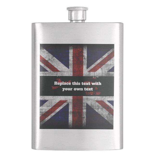 Add text on English flag Throw Pillow Flask (Front)
