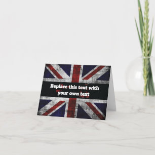 Add text on English flag Throw Pillow Letterpress Thank You Card