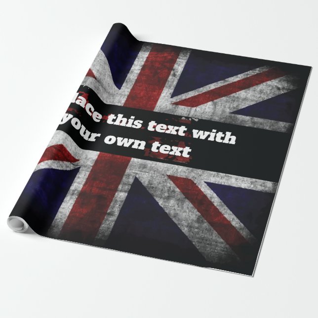 Add text on English flag Throw Pillow Wrapping Paper (Unrolled)