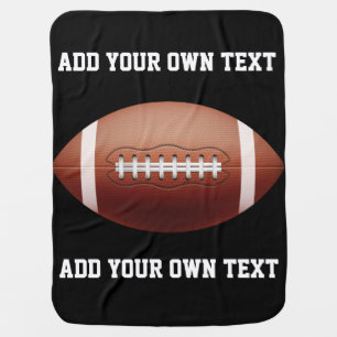 Add text on football throw pillow baby blanket