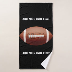 Add text on football throw pillow bath towel