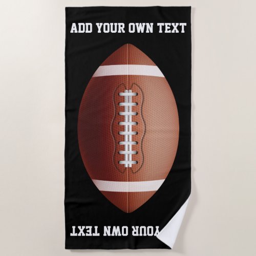 Add text on football throw pillow beach towel