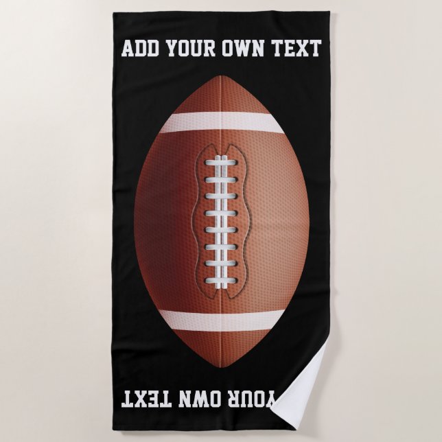 Add text on football throw pillow beach towel (Front)