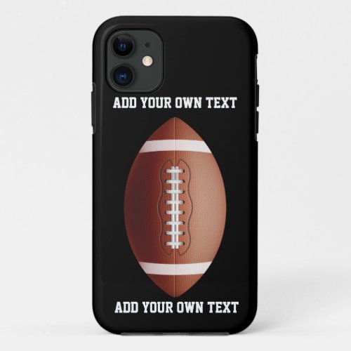 Add text on football throw pillow iPhone 11 case