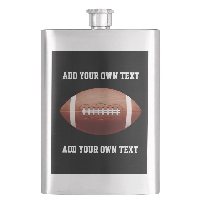 Add text on football throw pillow flask (Front)