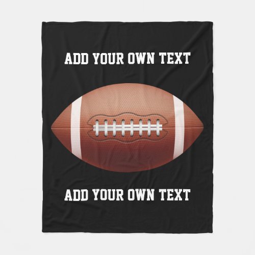 Add text on football throw pillow fleece blanket