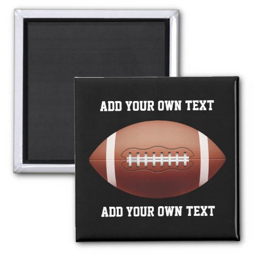 Add text on football throw pillow magnet
