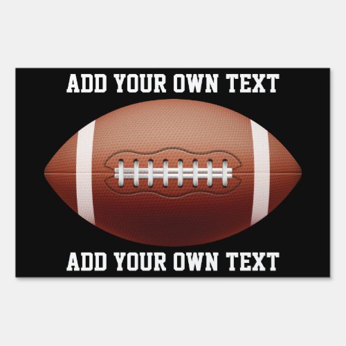 Add text on football throw pillow sign
