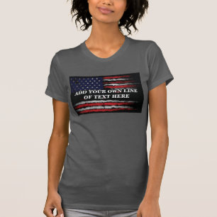 Add text on grunge American flag T-Shirt