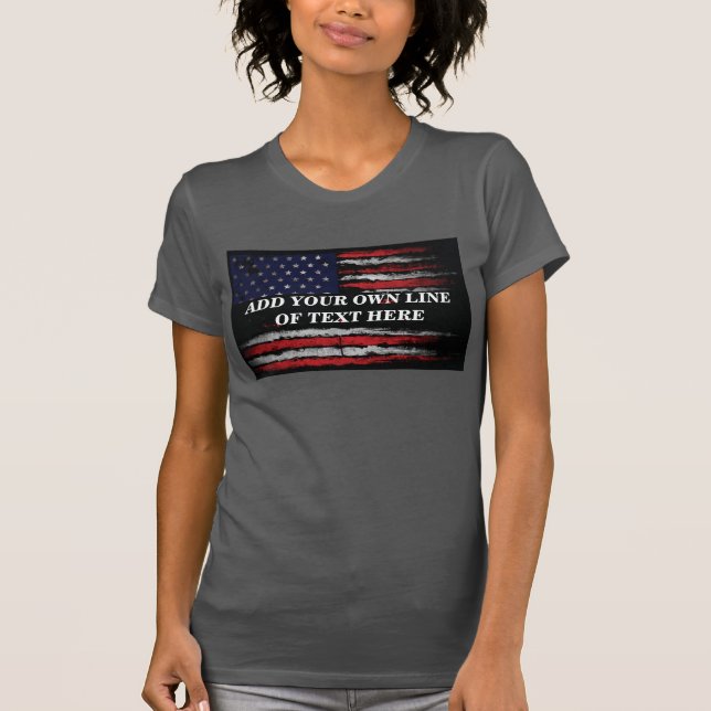 Add text on grunge American flag T-Shirt (Front)