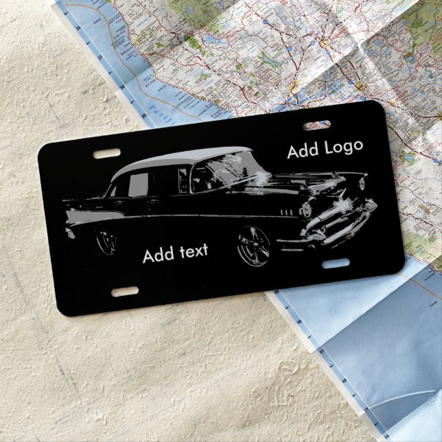 Add Text or Logo Classic Car License Plate (In Situ)
