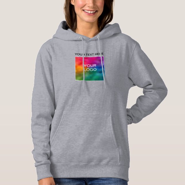 Add Text or Name Logo Womens Grey Double Sided Hoodie (Front)