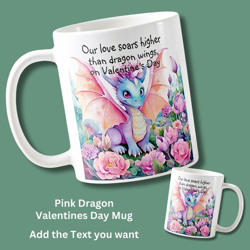 Add Text Our Love Soars Higher _ Dragon Wings Coffee Mug