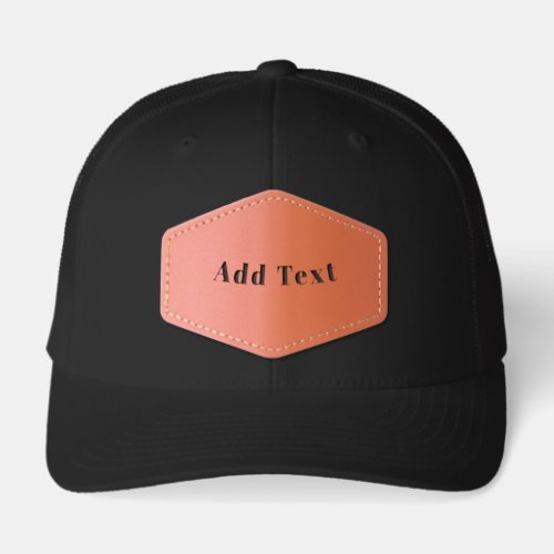 Add Text Personalized Hexagon Patch Black Retro Leather Patch Hat
