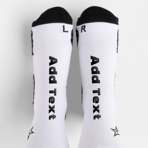 Add Text Printed Star Image Athletic Crew Soft Socks
