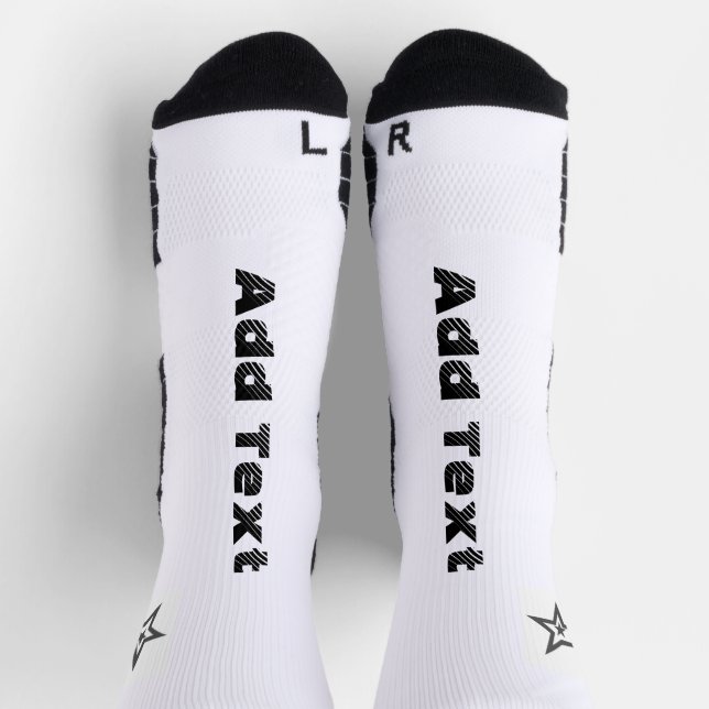 Add Text Printed Star Image Athletic Crew Soft Socks (Top)