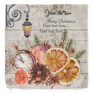 Add text Rustic wood background Christmas  Bandana