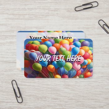 Add Text To Balloons Business Card by bestcustomizables at Zazzle