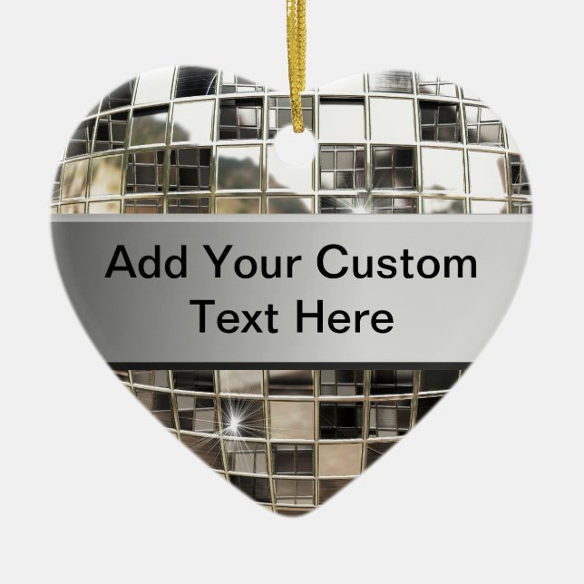 Add Text To Sparkling Silver Disco Ornament (Front)