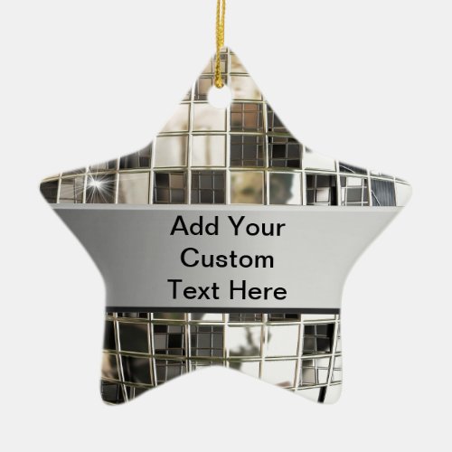 Add Text To Sparkling Silver Disco Star Ornament