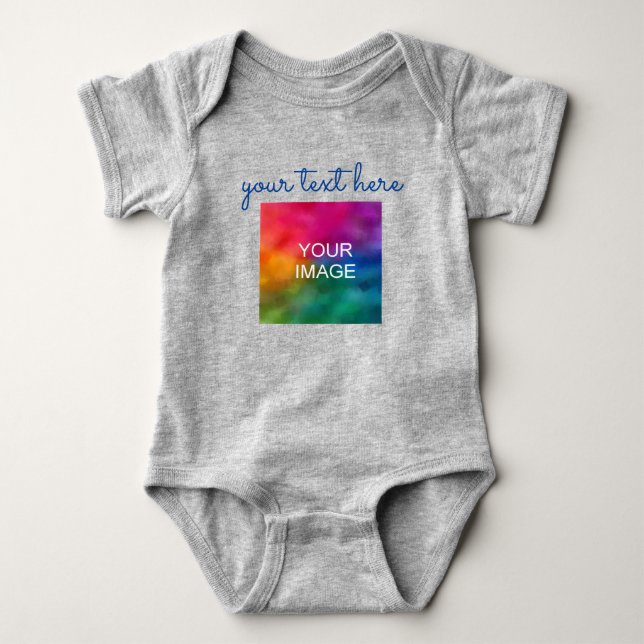 Add Text Upload Photo Baby Double Sided Print Baby Bodysuit (Front)