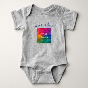 Add Text Upload Photo Baby Grey Script Template Bodysuit