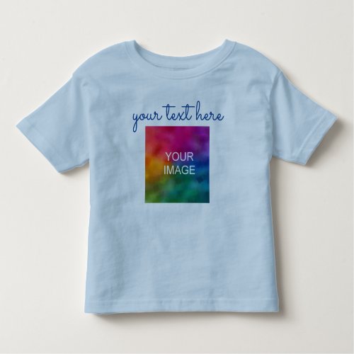 Add Text Upload Photo Double Sided Print Blue Baby Toddler T_shirt