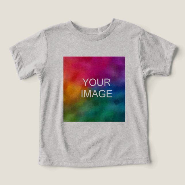 Add Text Upload Photo to Toddler Athletic Grey T-shirt (Design Front)