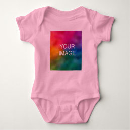 Add Text Upload Your Own Image Photo to Pink Baby Bodysuit