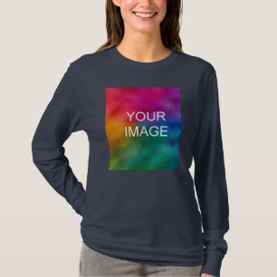 Add Text Upload Your Photo to Womens Navy Blue T-Shirt