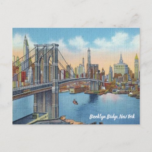 Add Text Vintage Brooklyn Bridge Postcard