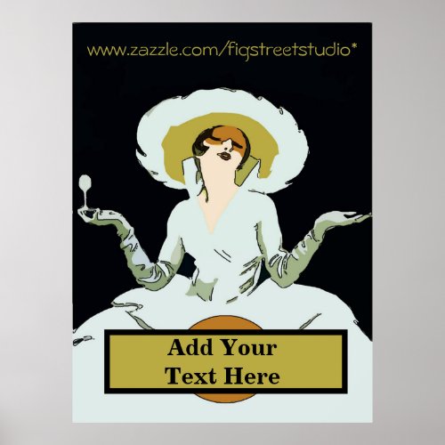Add Text Vintage Style Lady Sign